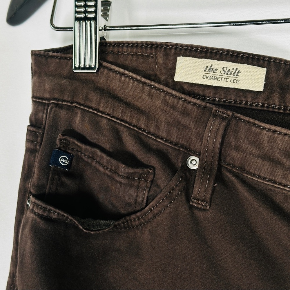 AG Adriano Goldschmied The Stilt Cigarette Leg Jeans Brown Stretch 28R - Picture 3 of 10